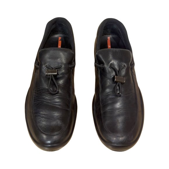 PRADA Mens Slip On Loafers with Red Heel Stripe - Leather - Made in Italy - Picture 5 of 6